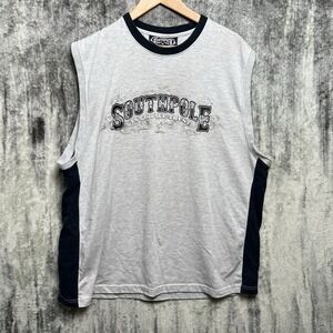 VINTAGE Y2K Southpole Men's T-Shirt XL Gray Tank Top Sleeveless In God We Trust
